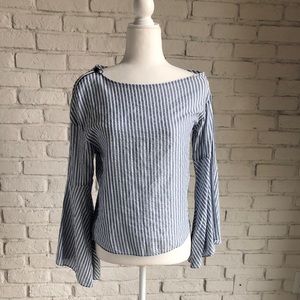 Zara Blue and White Striped Shirt